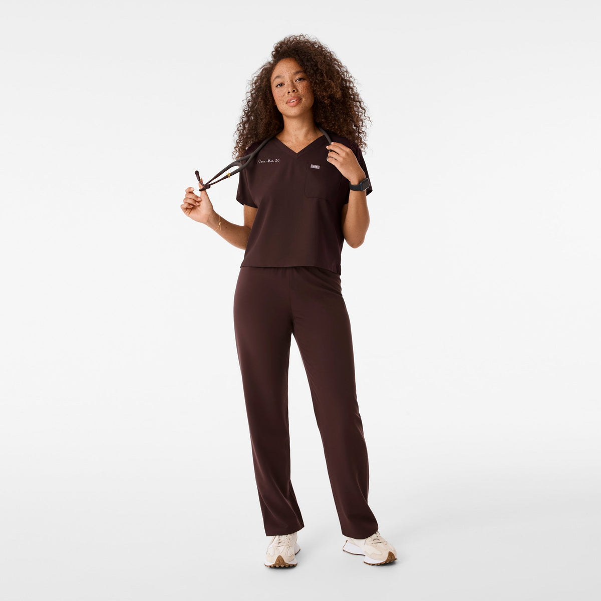 Arua Cropped V-Neck Scrub Top - Espresso
