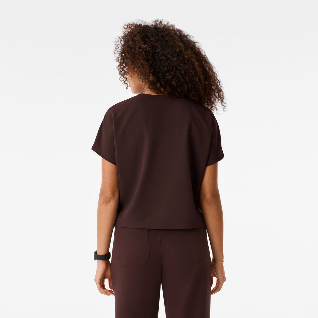 Arua Cropped V-Neck Scrub Top - Espresso