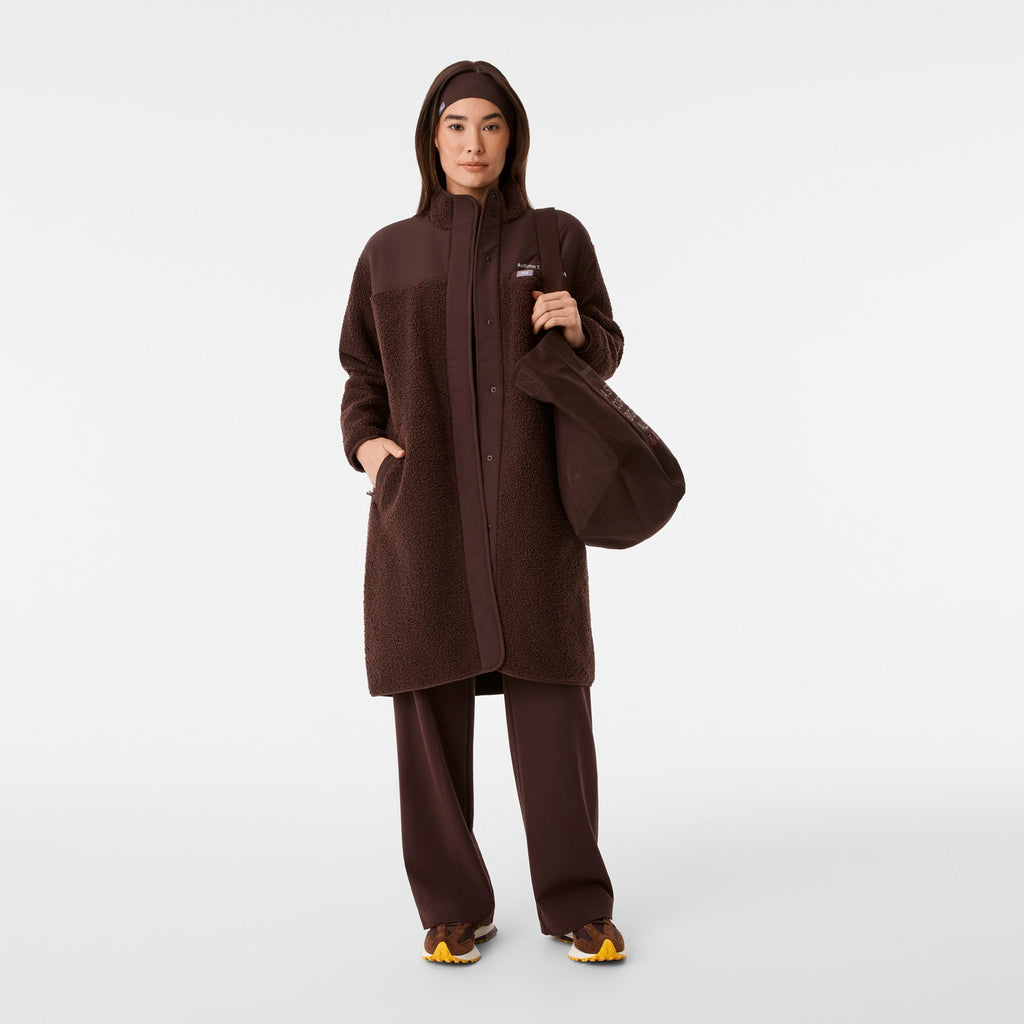 Bouclé Long Coat - Espresso