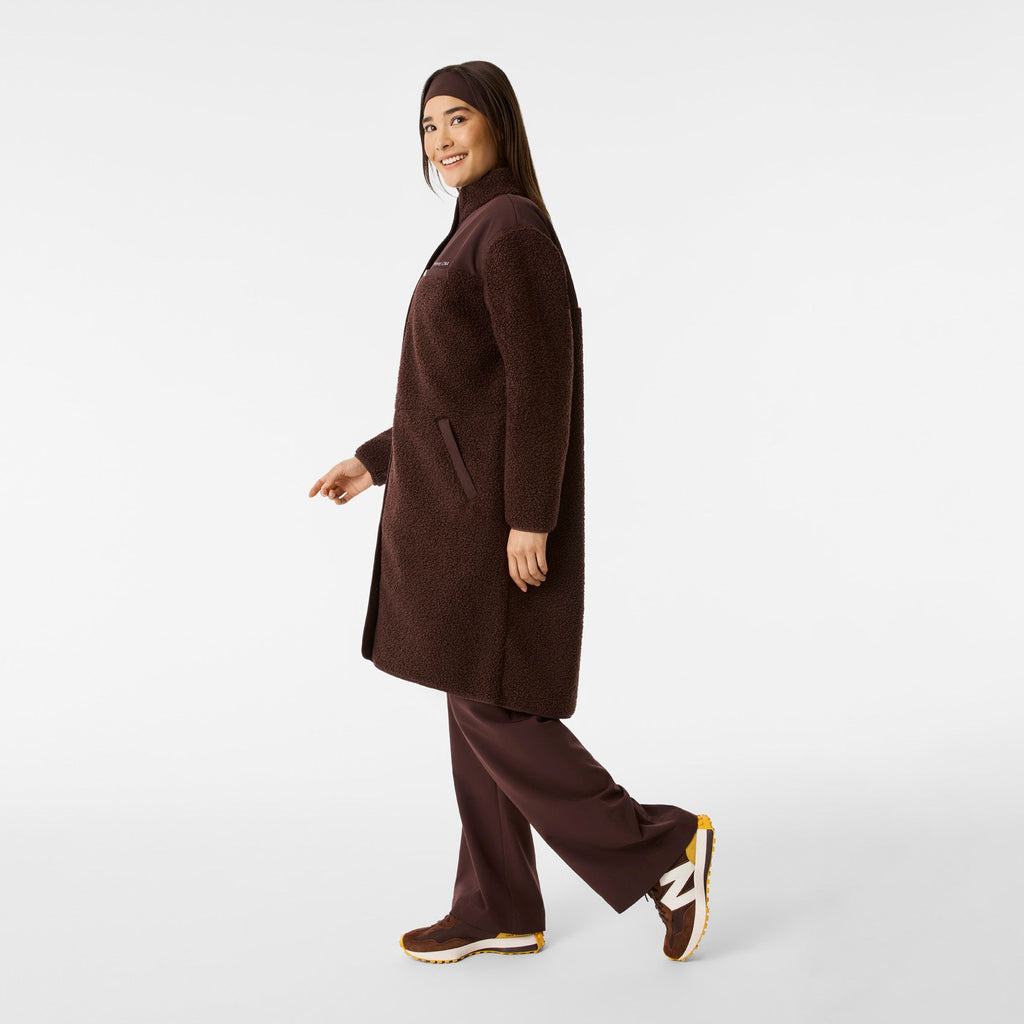 Bouclé Long Coat - Espresso