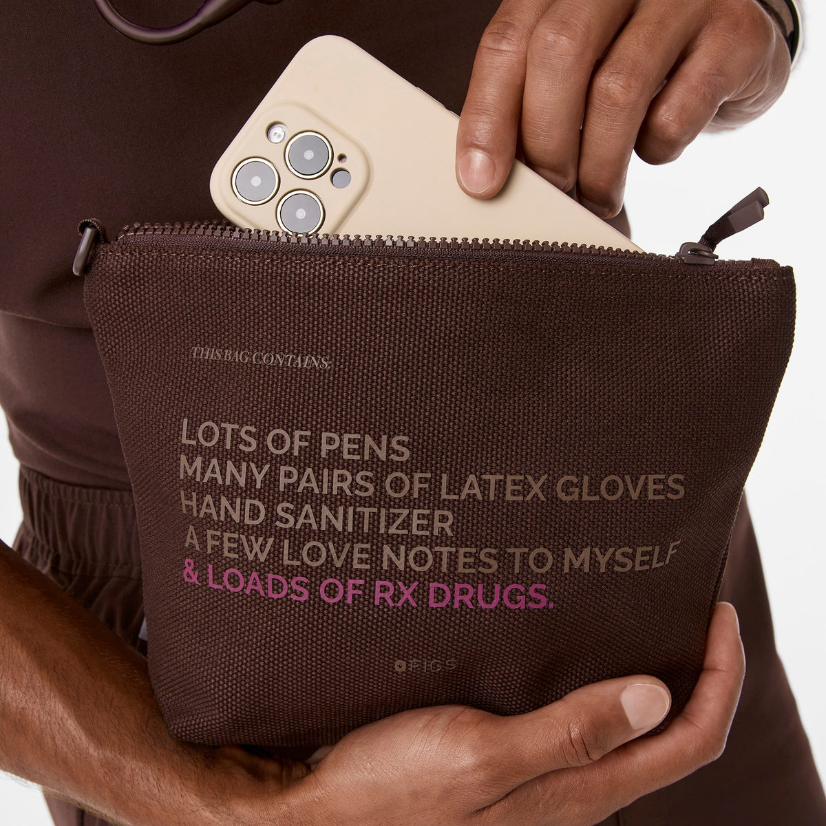FIGS Canvas Pouch - Espresso