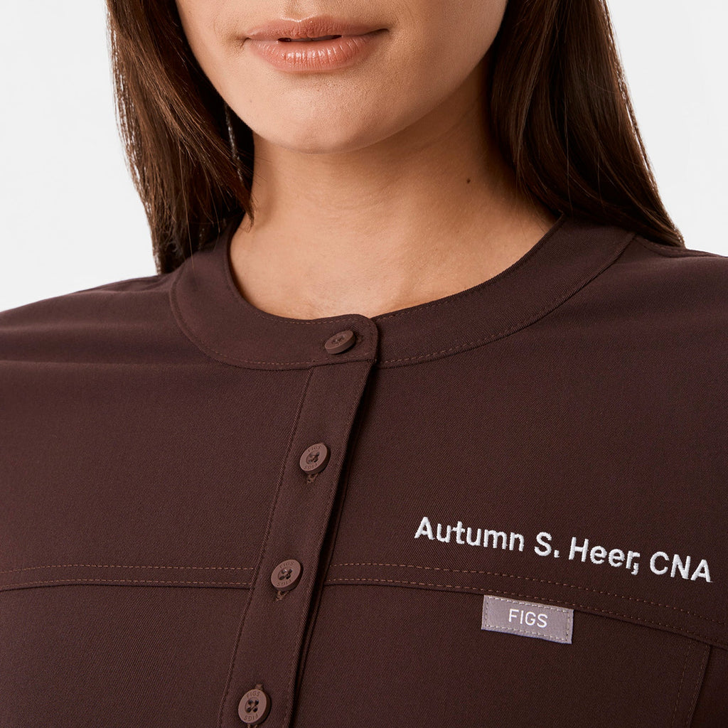 Florence Henley Long-Sleeve Scrub Top - Espresso