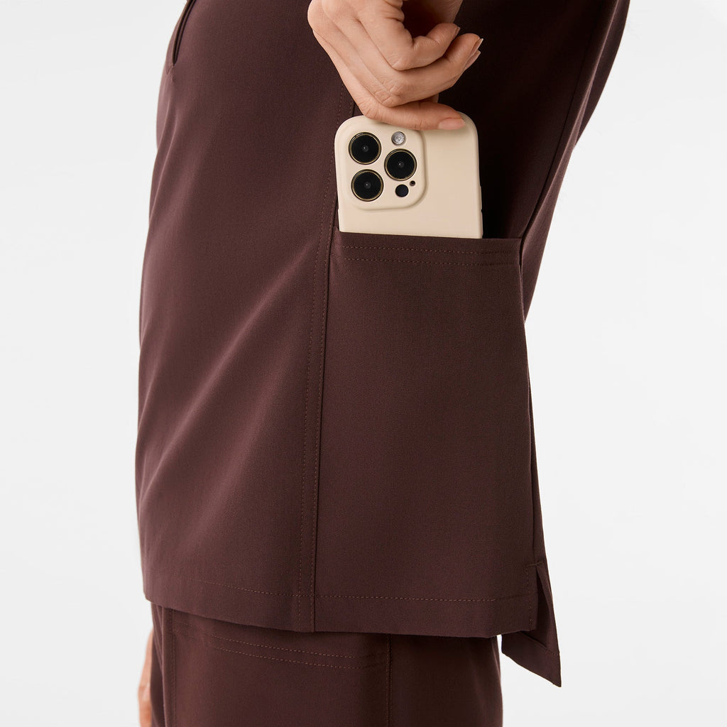 Florence Henley Long-Sleeve Scrub Top - Espresso