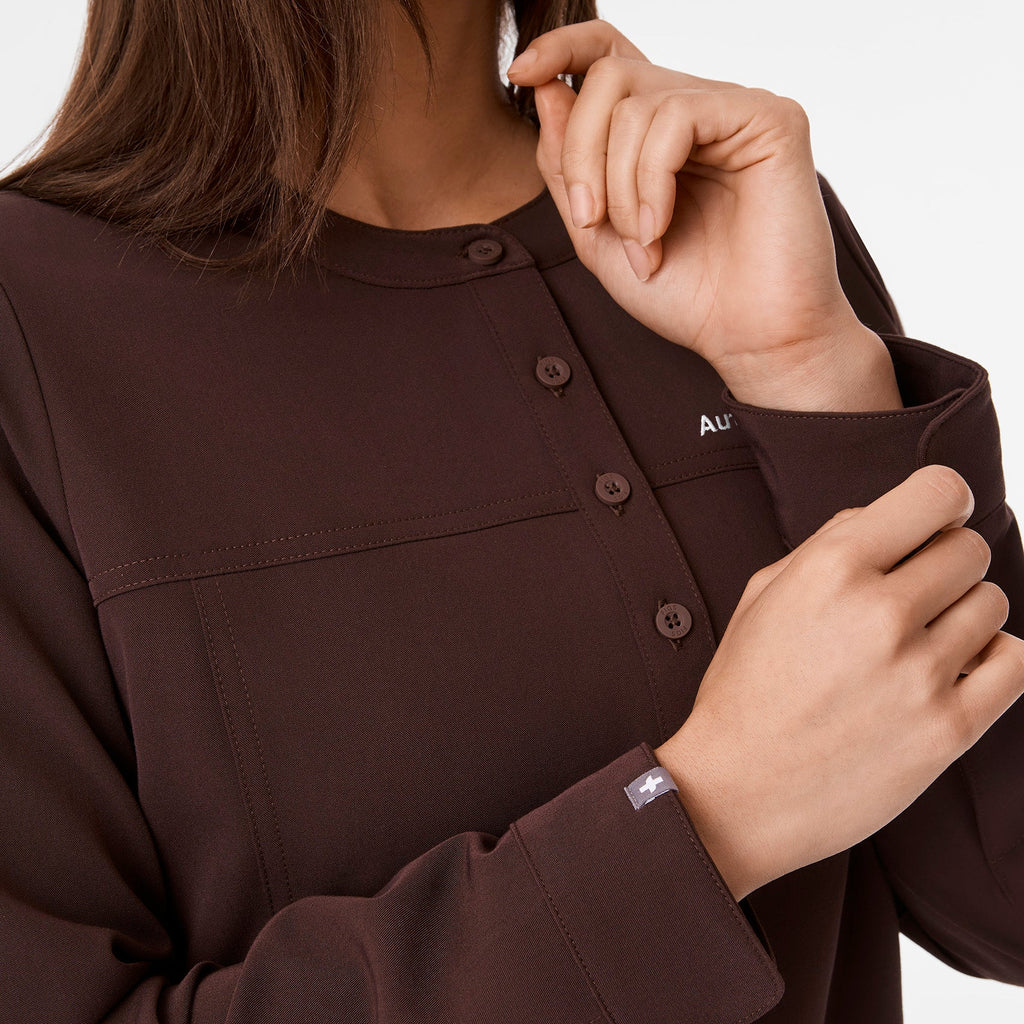 Florence Henley Long-Sleeve Scrub Top - Espresso