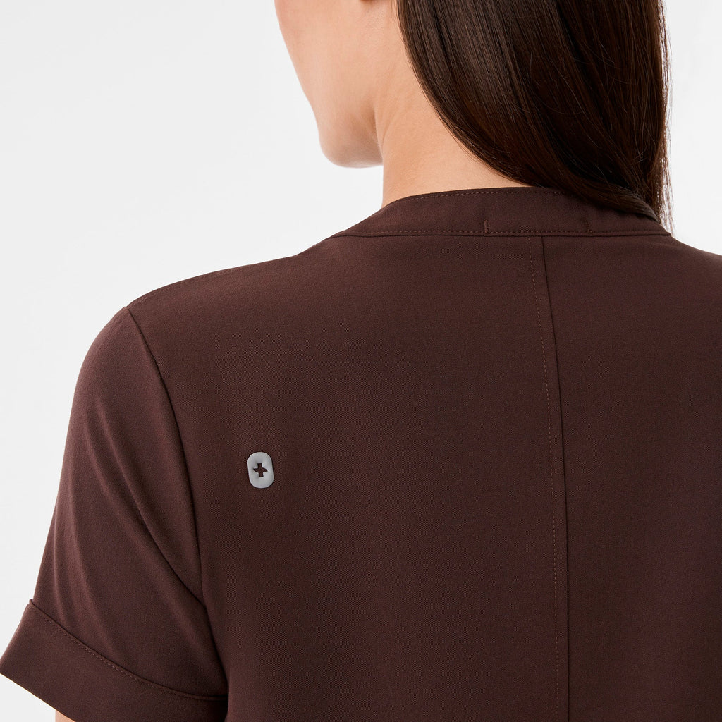 Florence Henley Short-Sleeve Scrub Top - Espresso