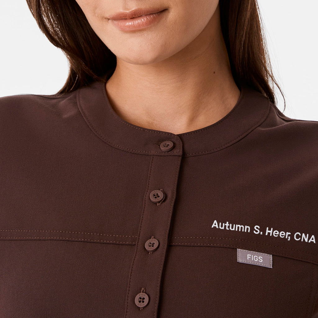 Florence Henley Short-Sleeve Scrub Top - Espresso