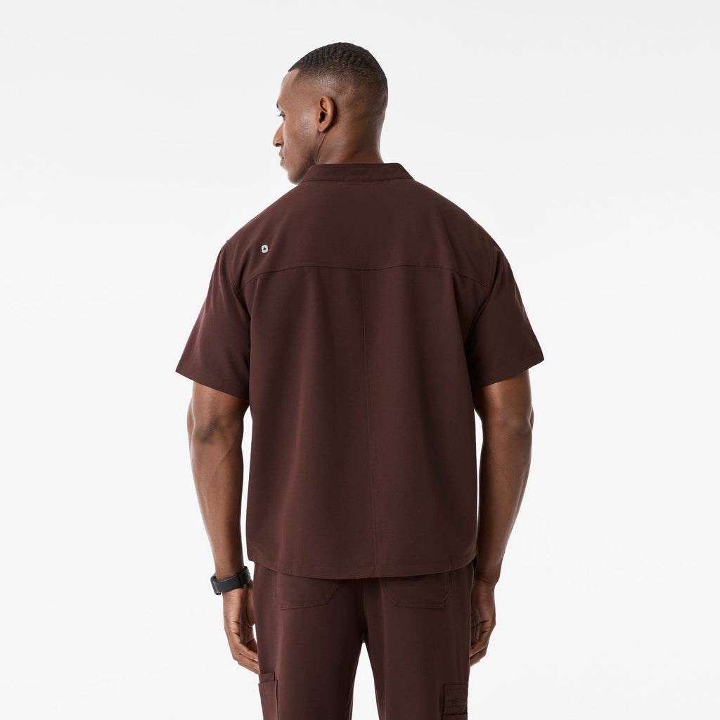 Niles Henley Short-Sleeve Scrub Top - Espresso