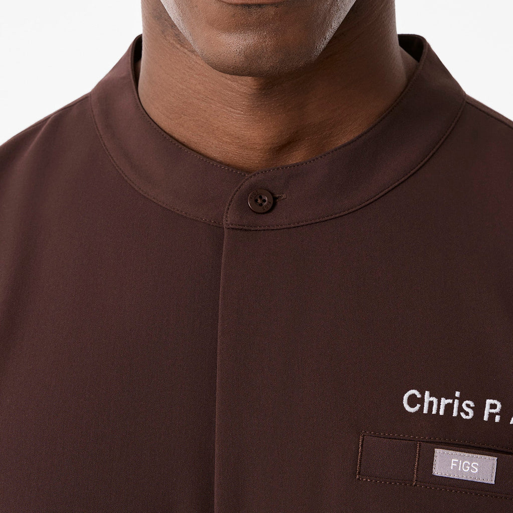 Niles Henley Short-Sleeve Scrub Top - Espresso