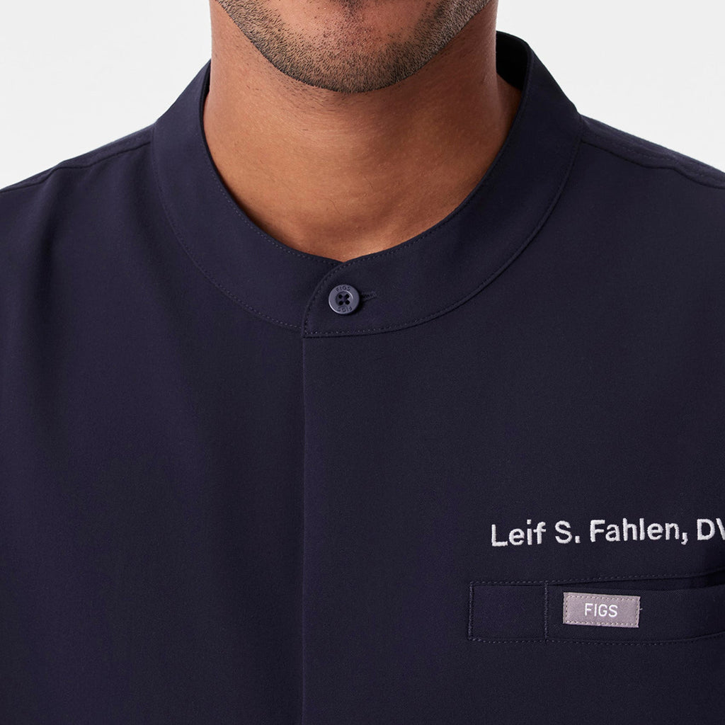 Niles Henley Short-Sleeve Scrub Top - Navy
