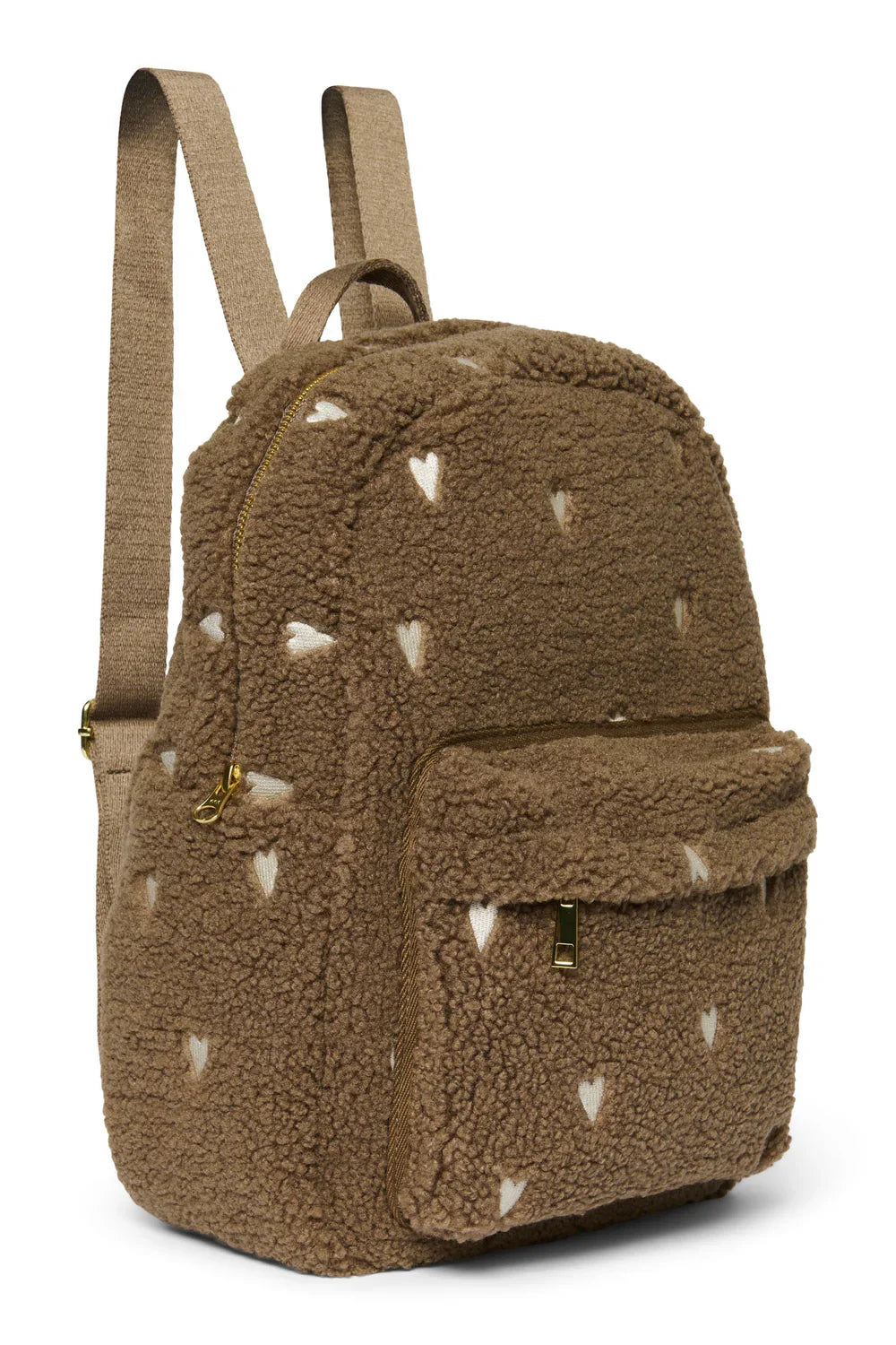 Ecru Teddy Midi-rugzak met hartjes