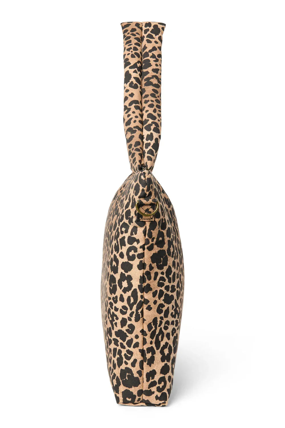 Wickeltasche aus brauner Baumwolle mit Leopardenmuster