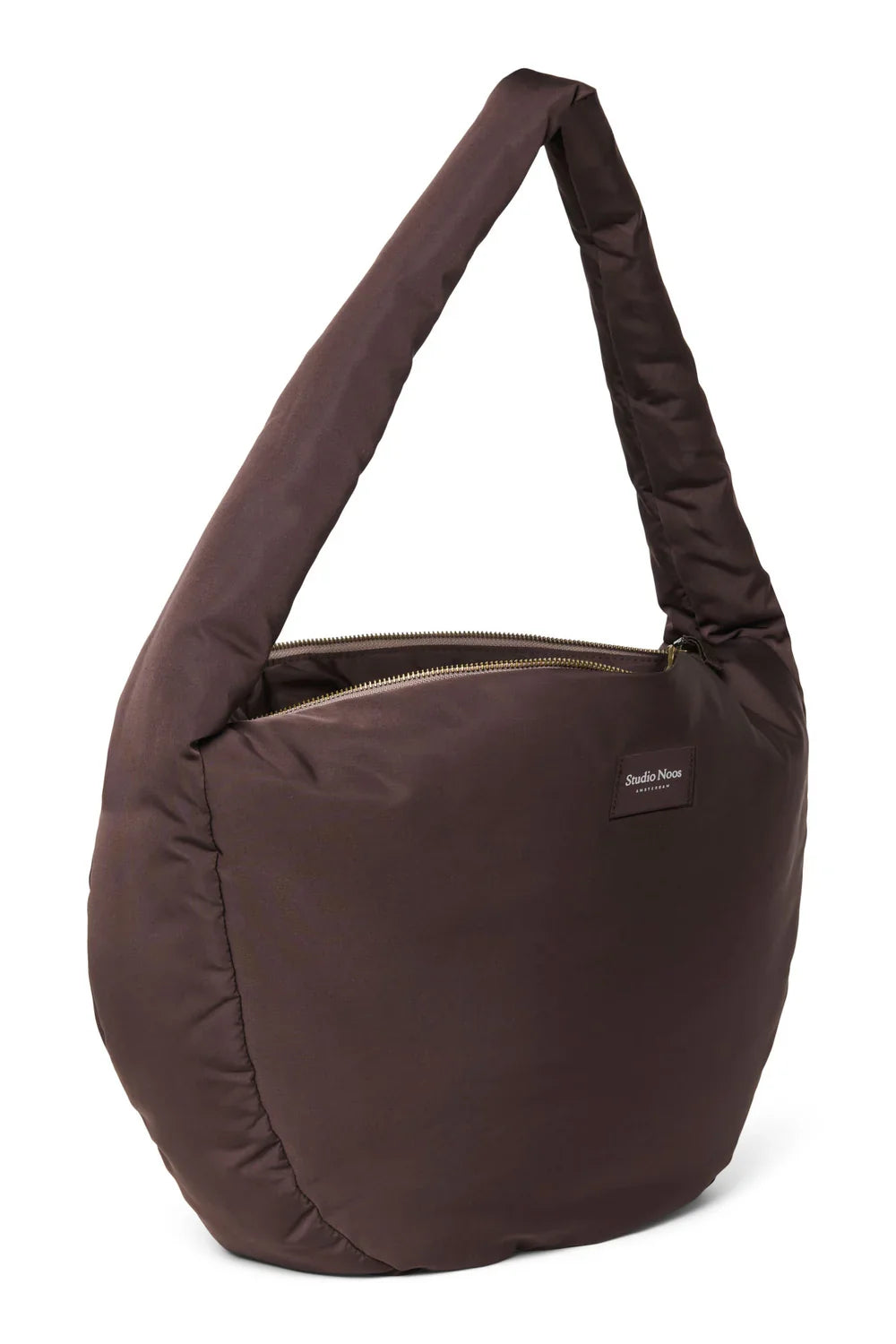 Braune Puffy Umhängetasche mit Herzen