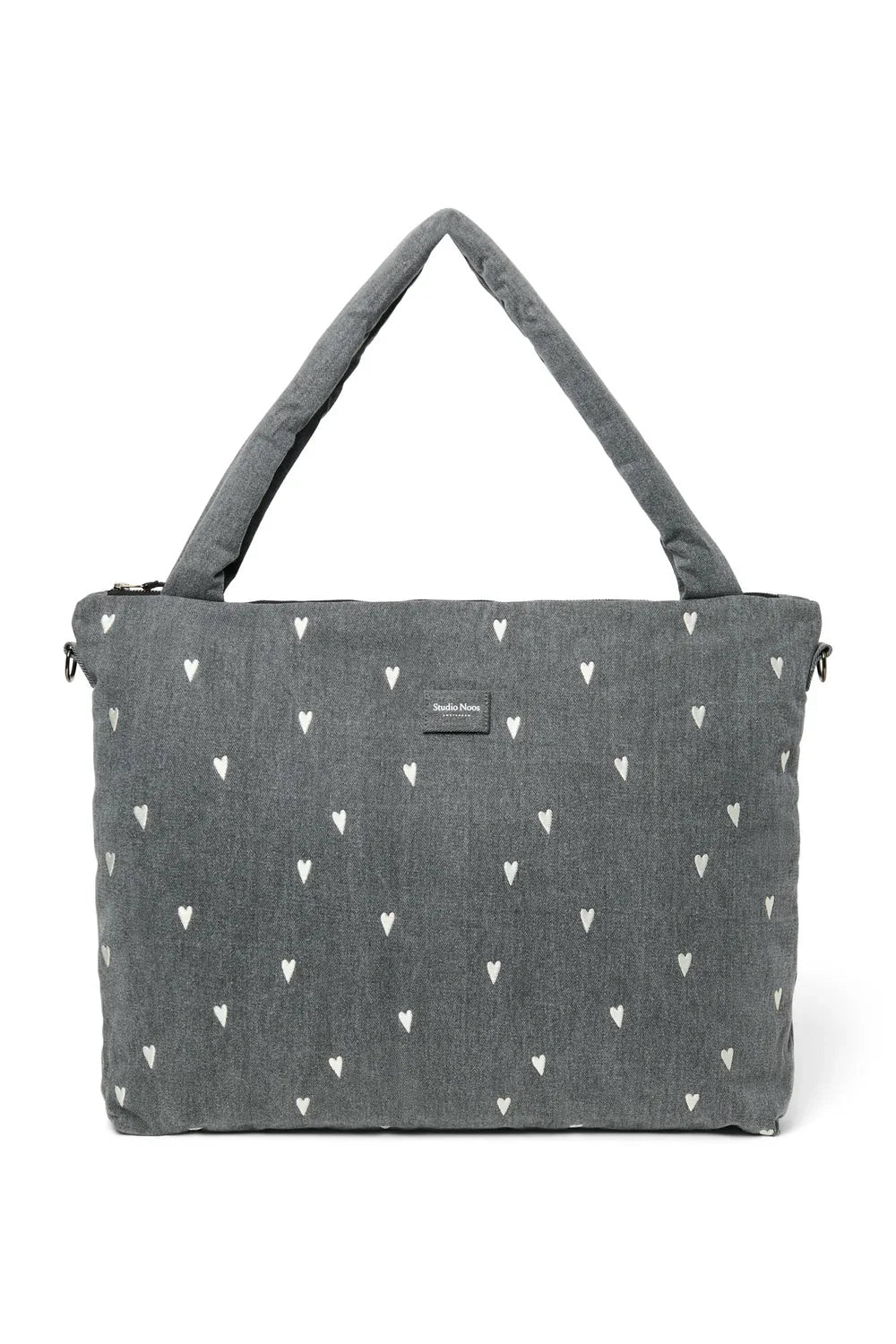 Wickeltasche aus grauem Jeansstoff "Hearts"