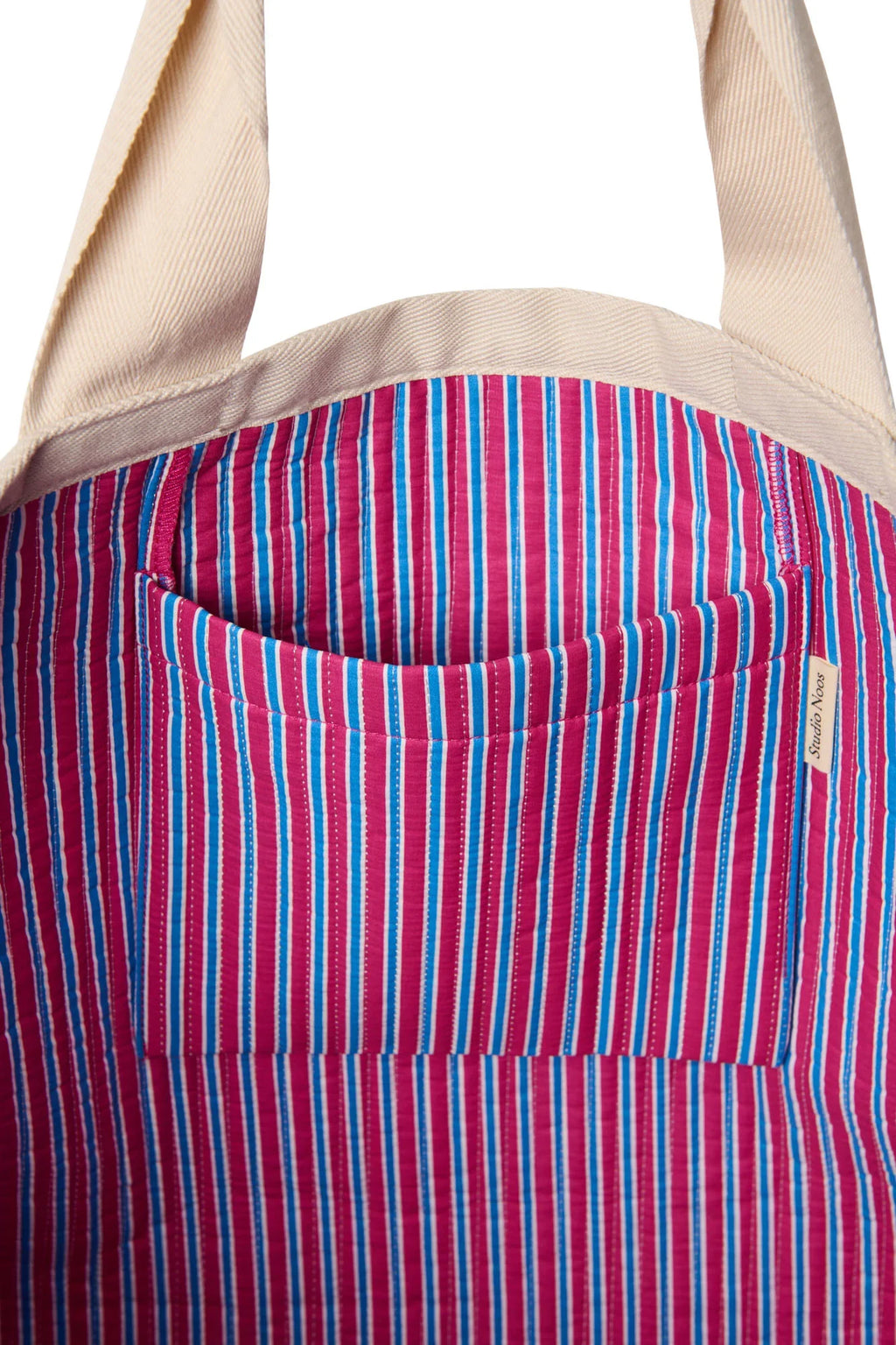 Poplin gestreepte strandtas | Botergeel