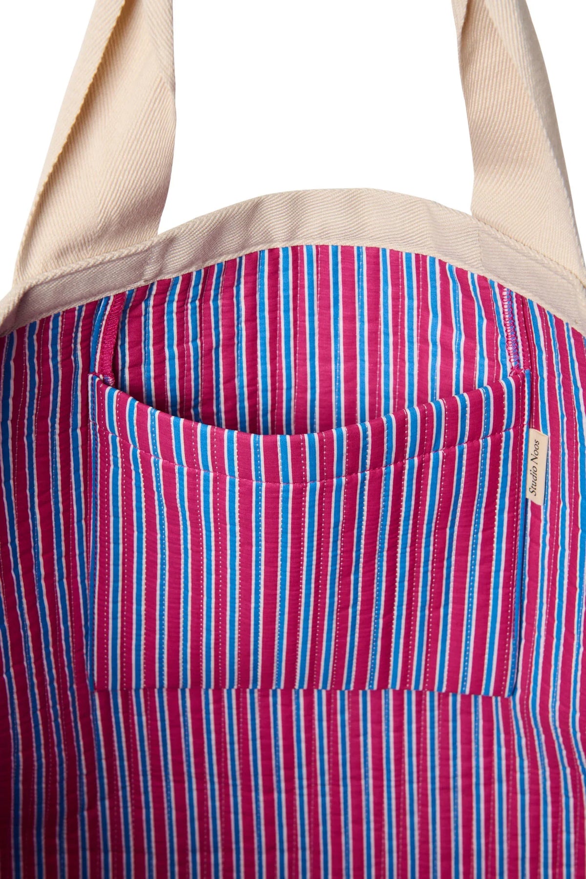 Poplin gestreepte strandtas | Botergeel