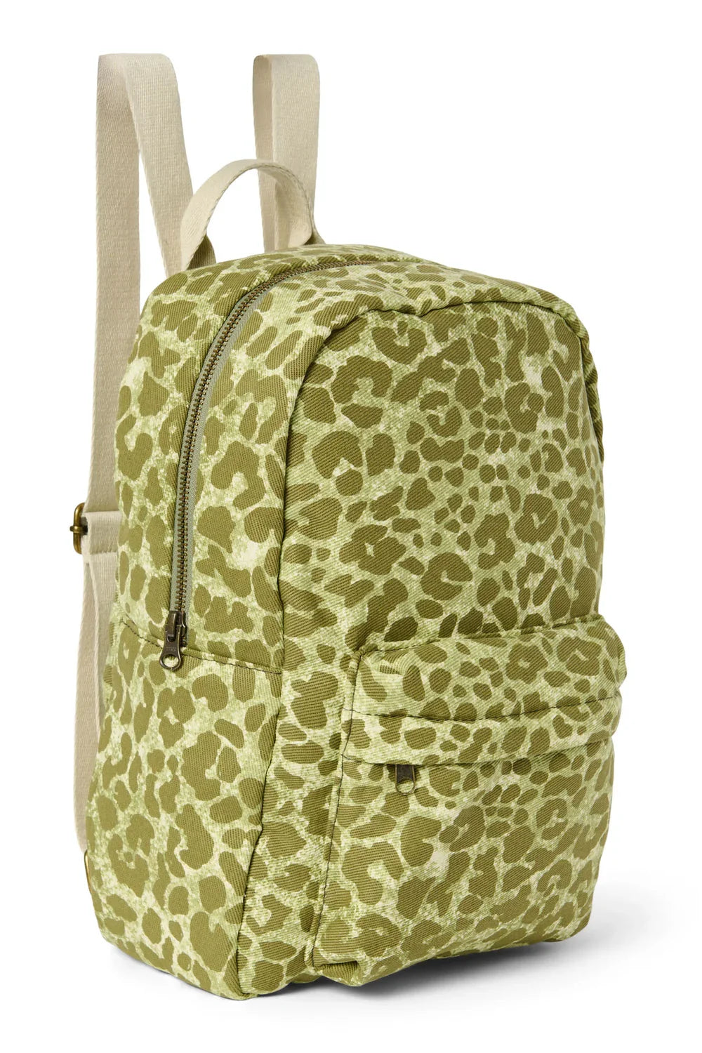 Groene katoenen midi-rugzak met luipaardprint