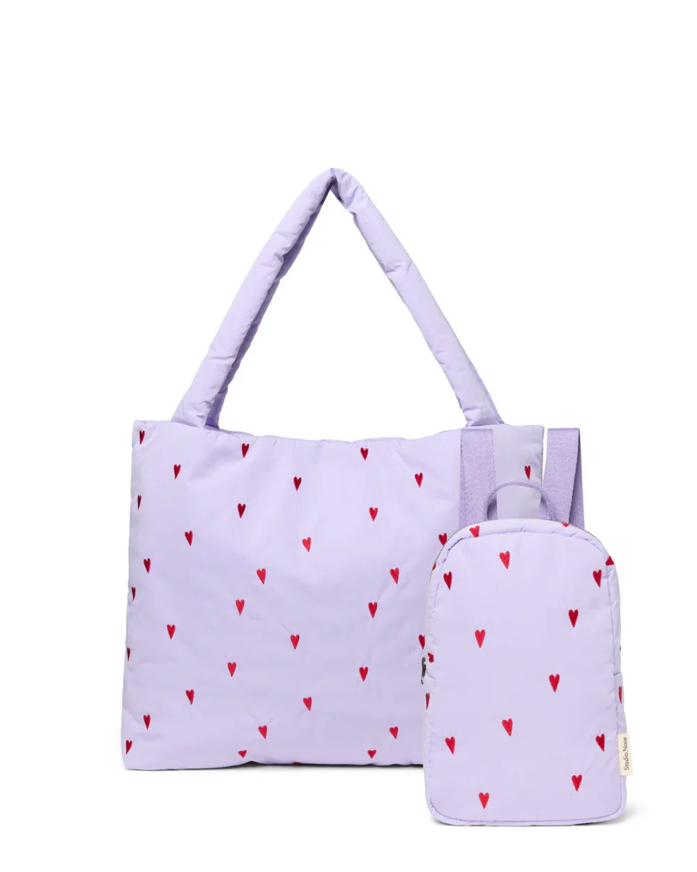 Lichtblauwe hartjes bijpassende puffy cadeauset