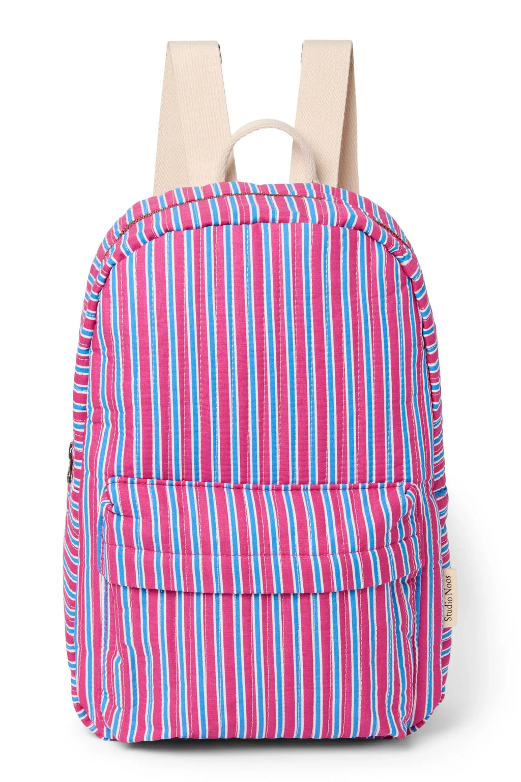 Poplin Gestreifter Midi-Rucksack | Himbeere