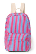 Poplin Gestreifter Midi-Rucksack | Himbeere