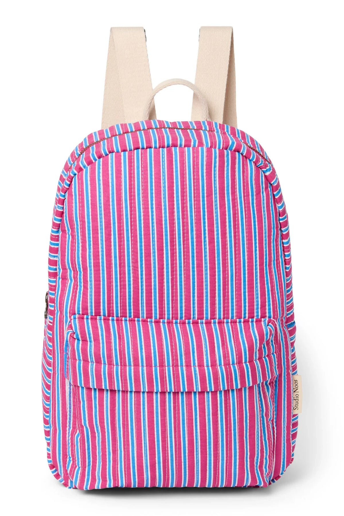 Poplin Gestreifter Midi-Rucksack | Himbeere
