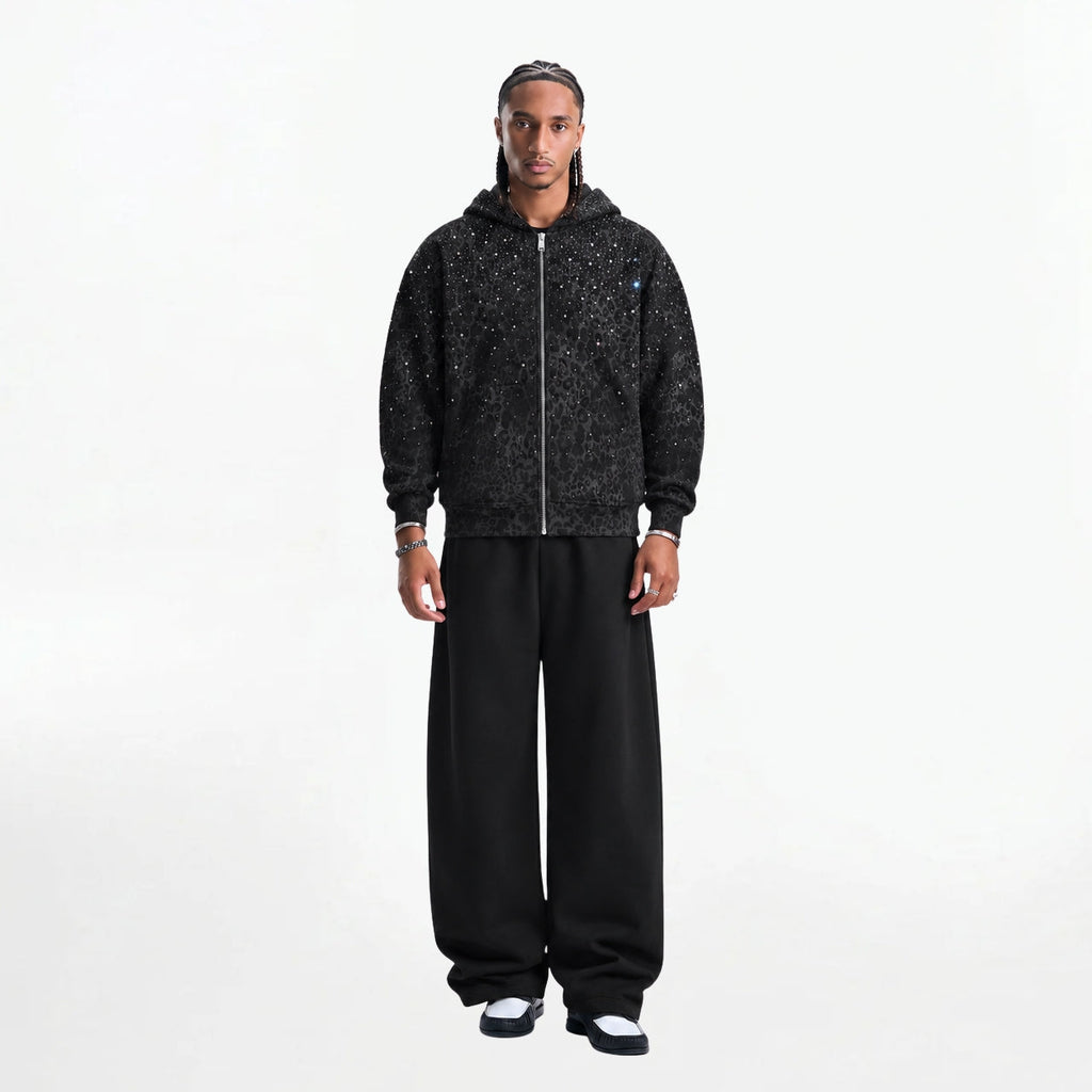 VYBES Black Leopard Zip Up