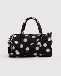 Nylon Duffle Bag - Black and Cream Polka Dot