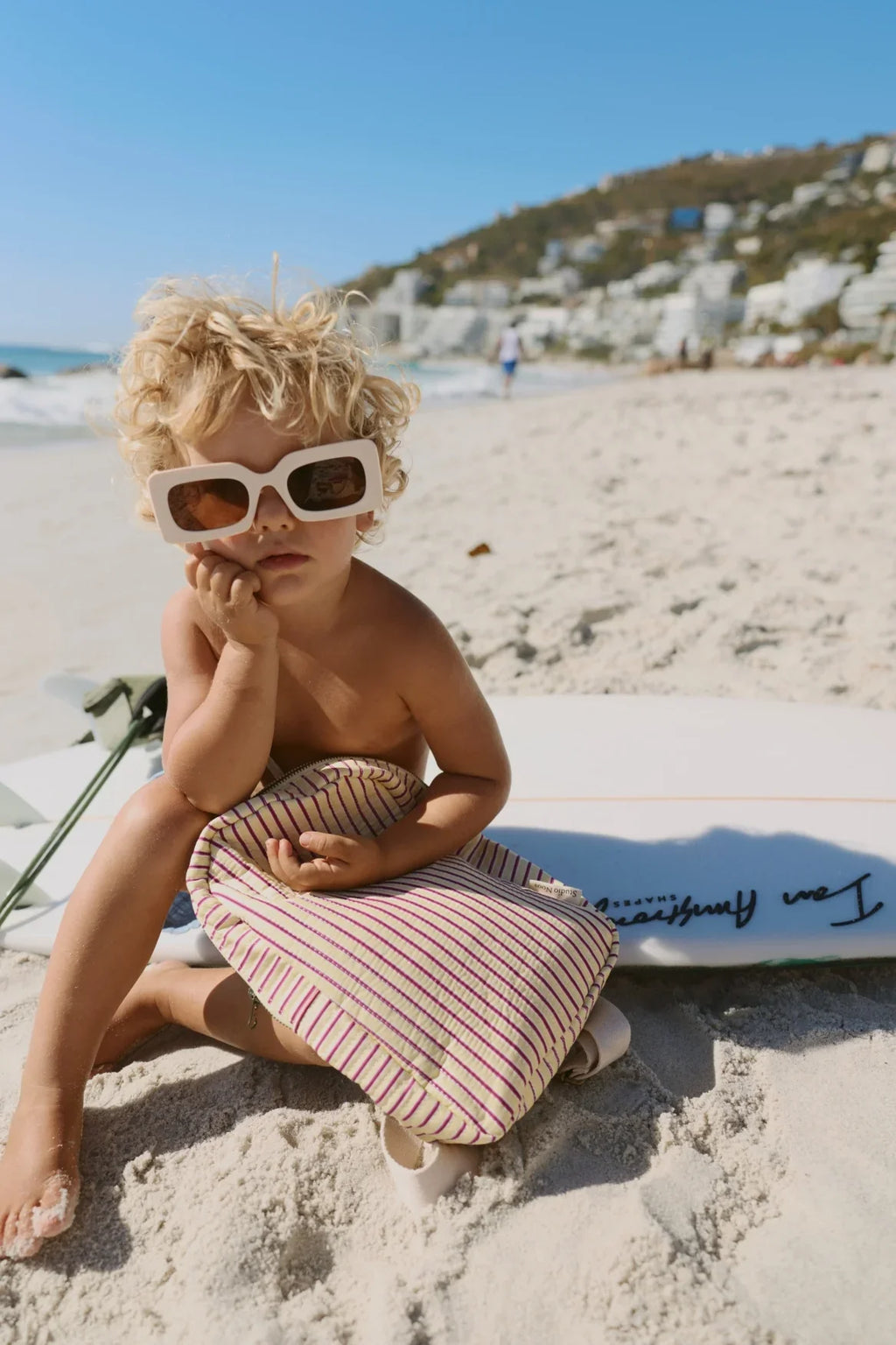 Poplin gestreepte rugzak (mini) | Botergeel