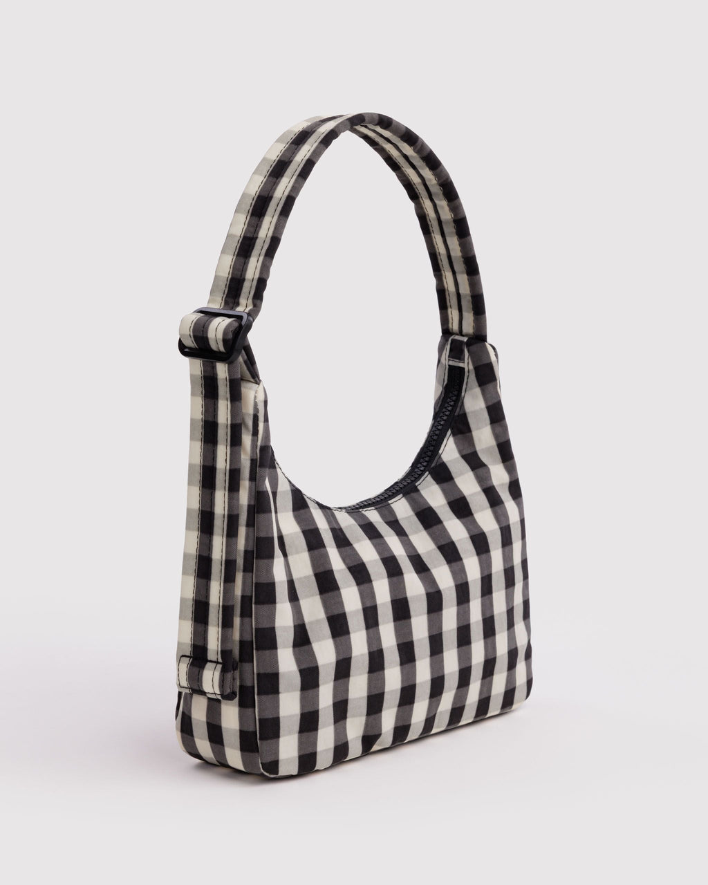 Mini Nylon Shoulder Bag - Black and Cream Gingham - image 3