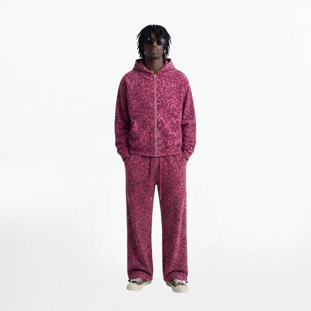 VYBES Pink Leopard Zip Up