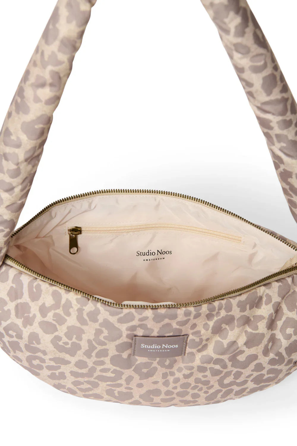 Beige Leo Mini Umhängetasche mit Puffereffekt