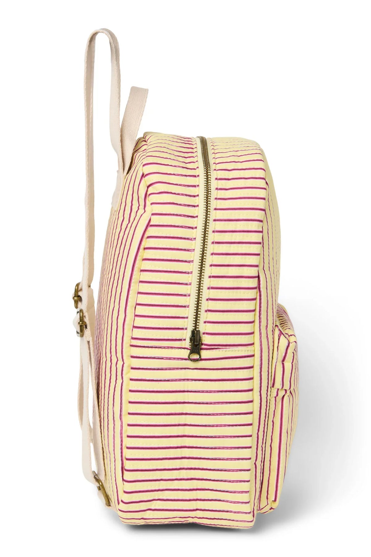 Poplin Gestreifter Midi-Rucksack | Himbeere