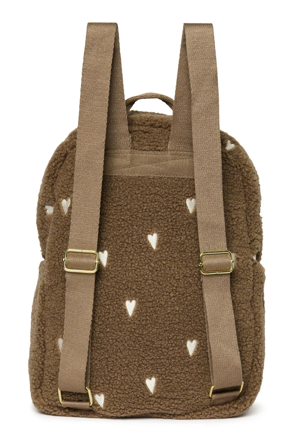 Ecru Teddy Midi-rugzak met hartjes
