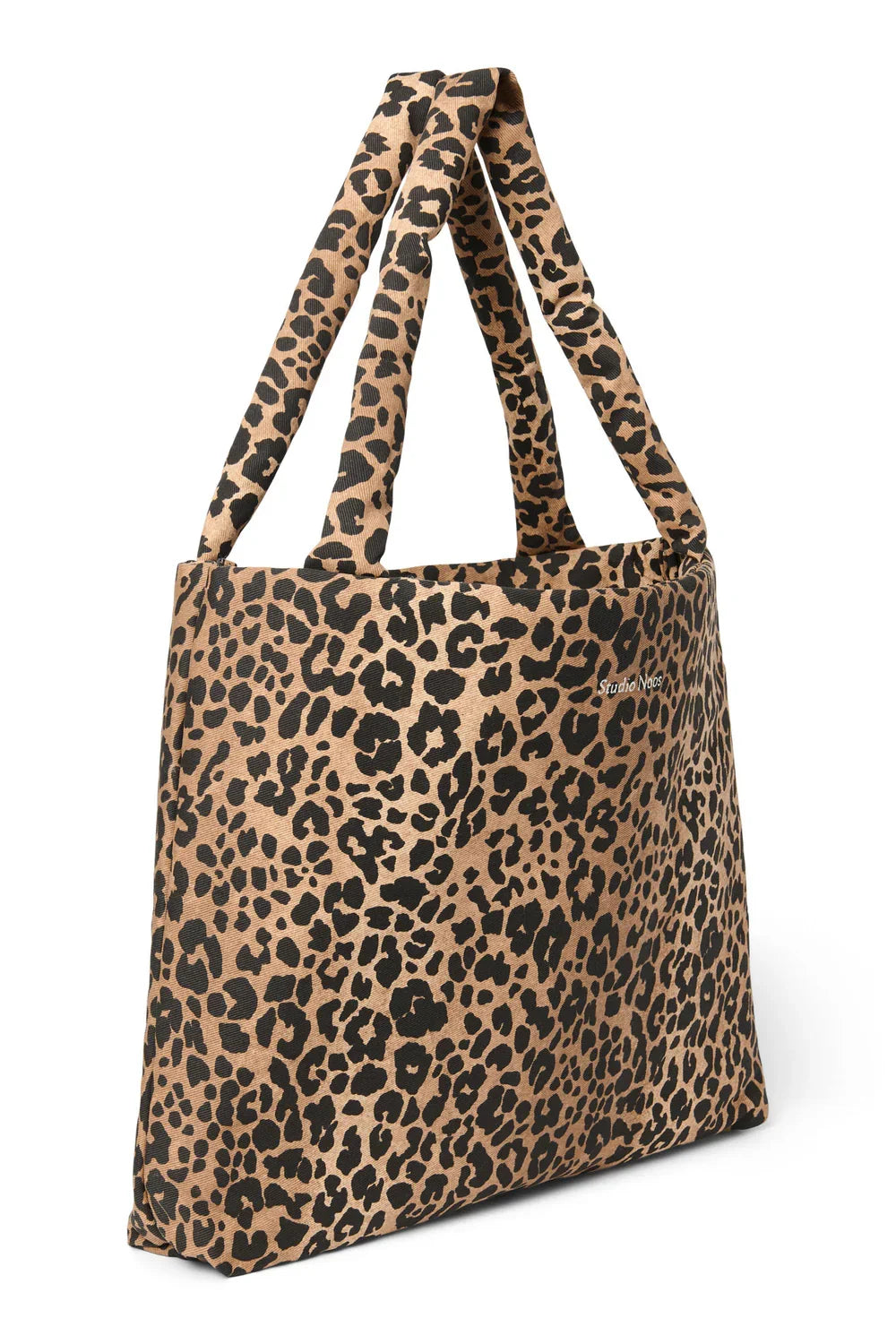 Bruine luipaardprint katoenen mom bag