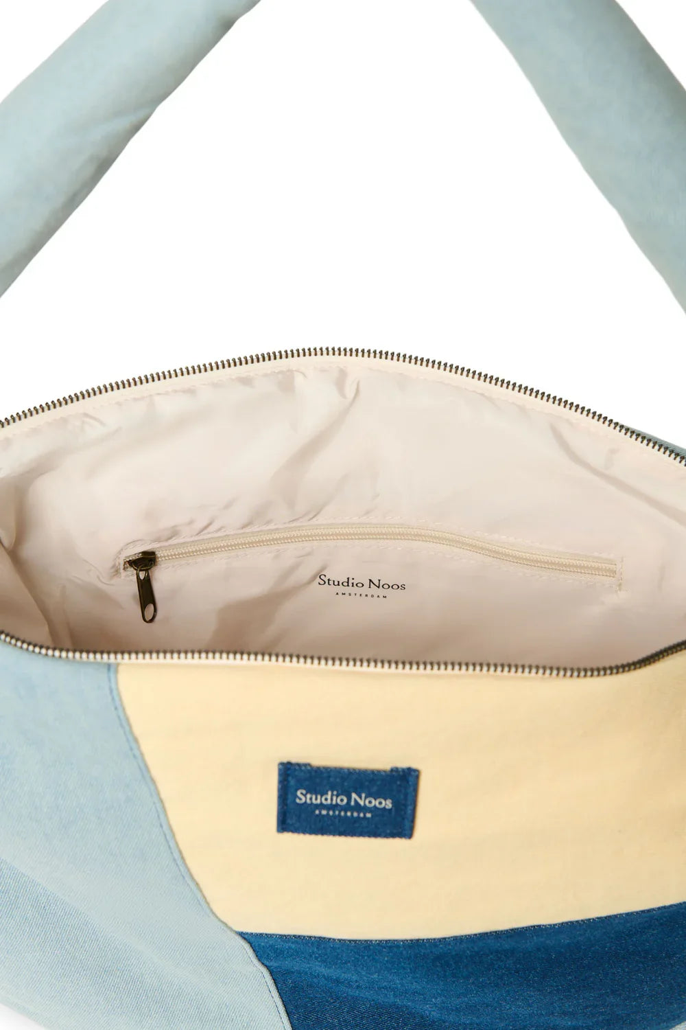 Denim patchwork schoudertas