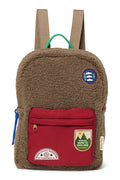 Brauner/Burgunderfarbener Teddy-Midi-Rucksack