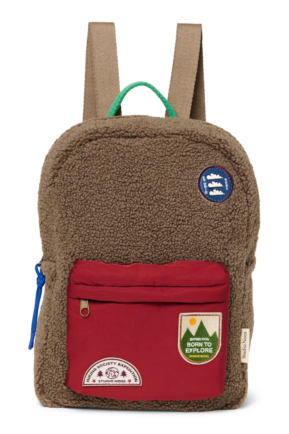Brauner/Burgunderfarbener Teddy-Midi-Rucksack