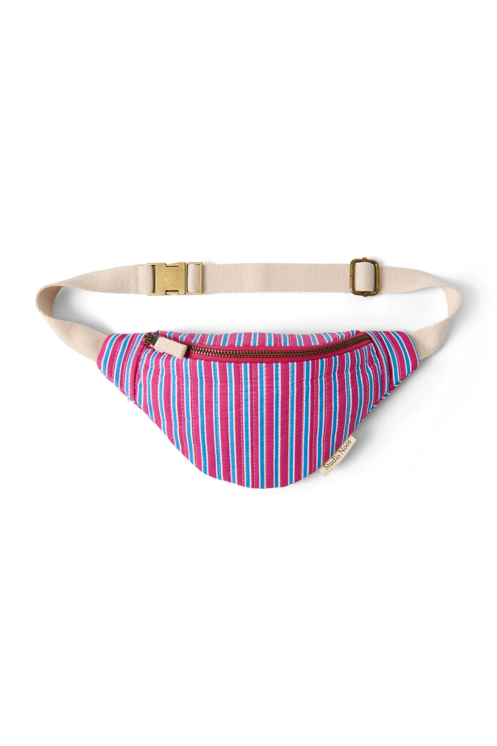 Poplin gestreifte Mini-Gürteltasche | Himbeere