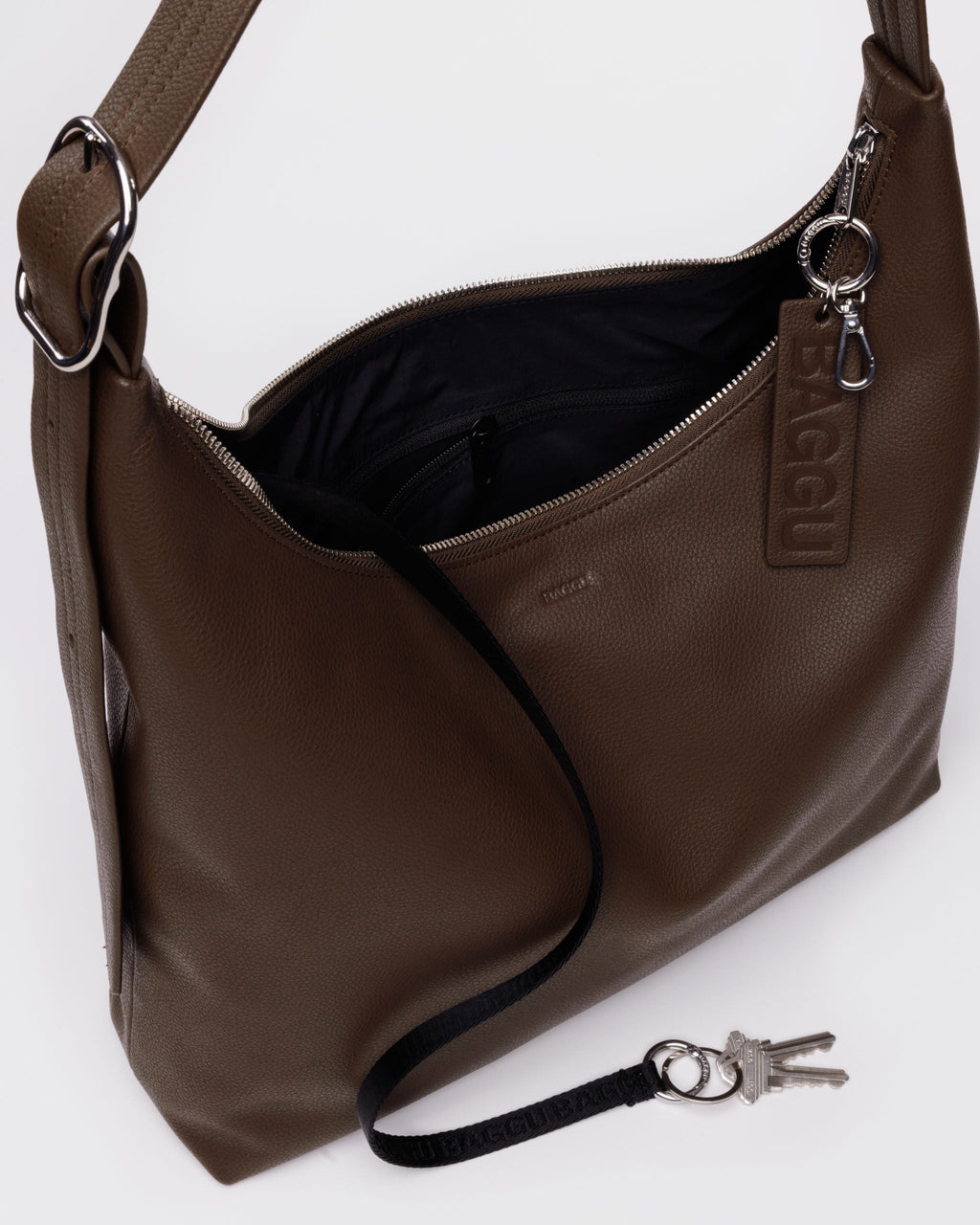 Recycled Leather Shoulder Bag - Brown - image 3