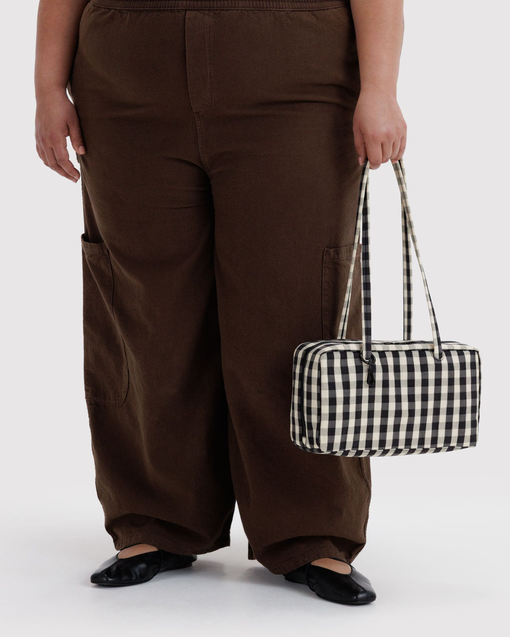 Nylon Bowler Bag - Black and Cream Gingham - image 3