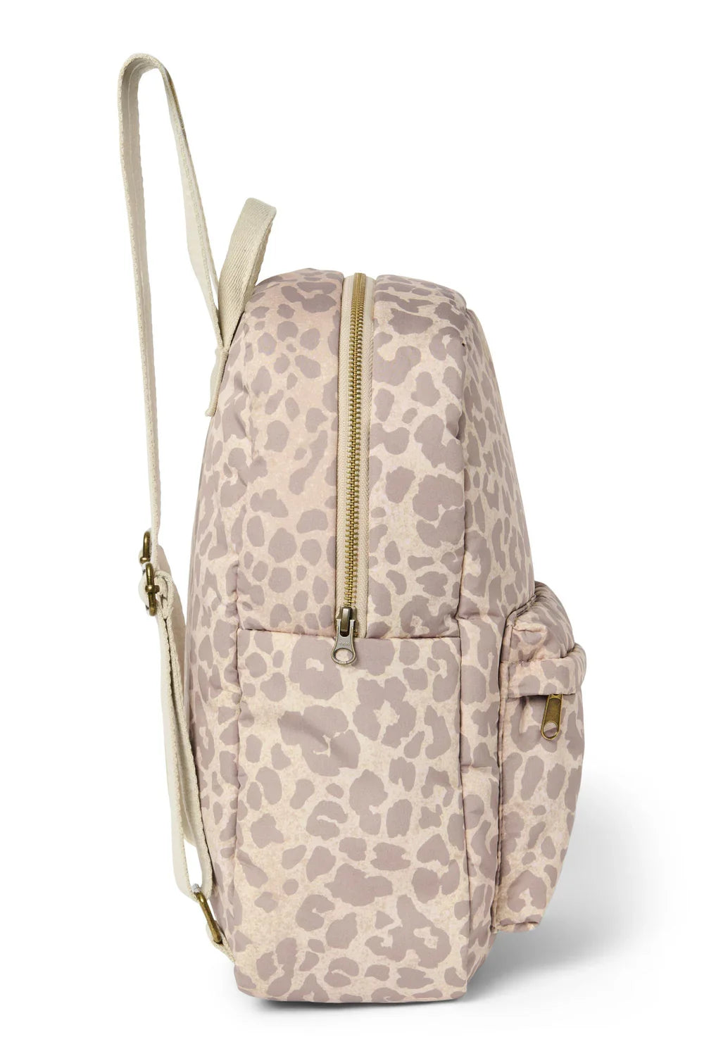 Beige Leopard Midi-Rucksack mit Puffereffekt