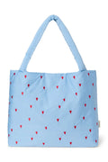 Lichtblauwe Puffy Mom-tas met hartjes