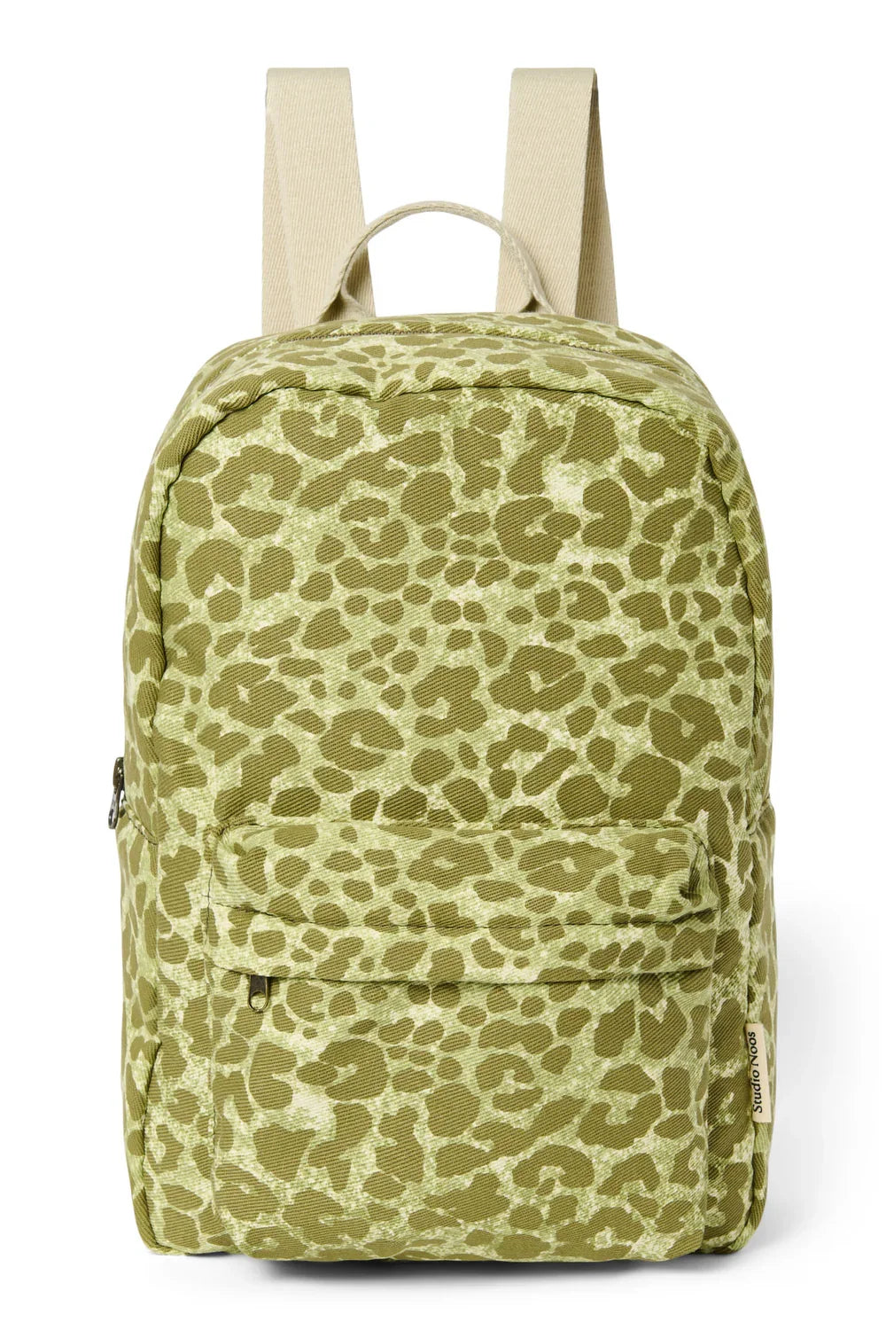 Groene katoenen midi-rugzak met luipaardprint