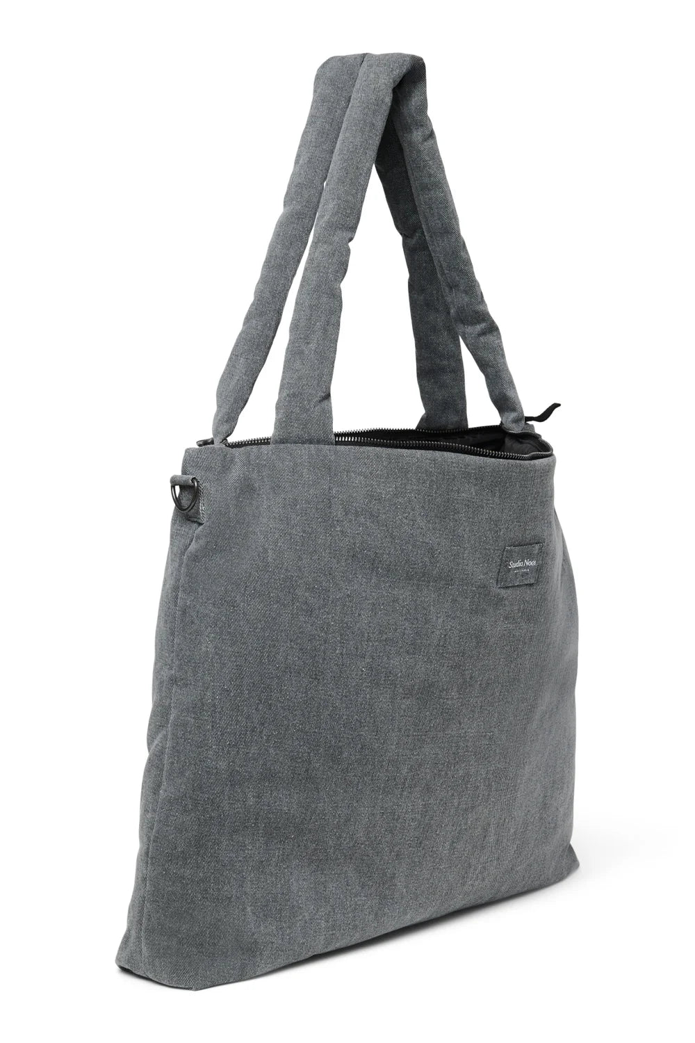 Wickeltasche aus grauem Jeansstoff "Hearts"