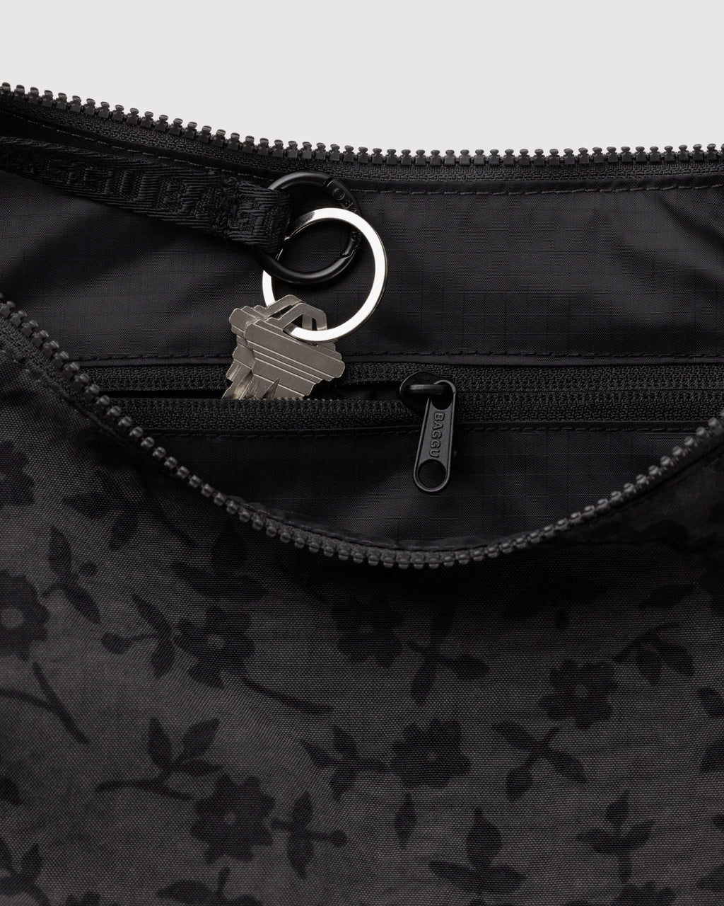 Medium Nylon Crescent Bag - Charcoal Ditsy Floral - image 3