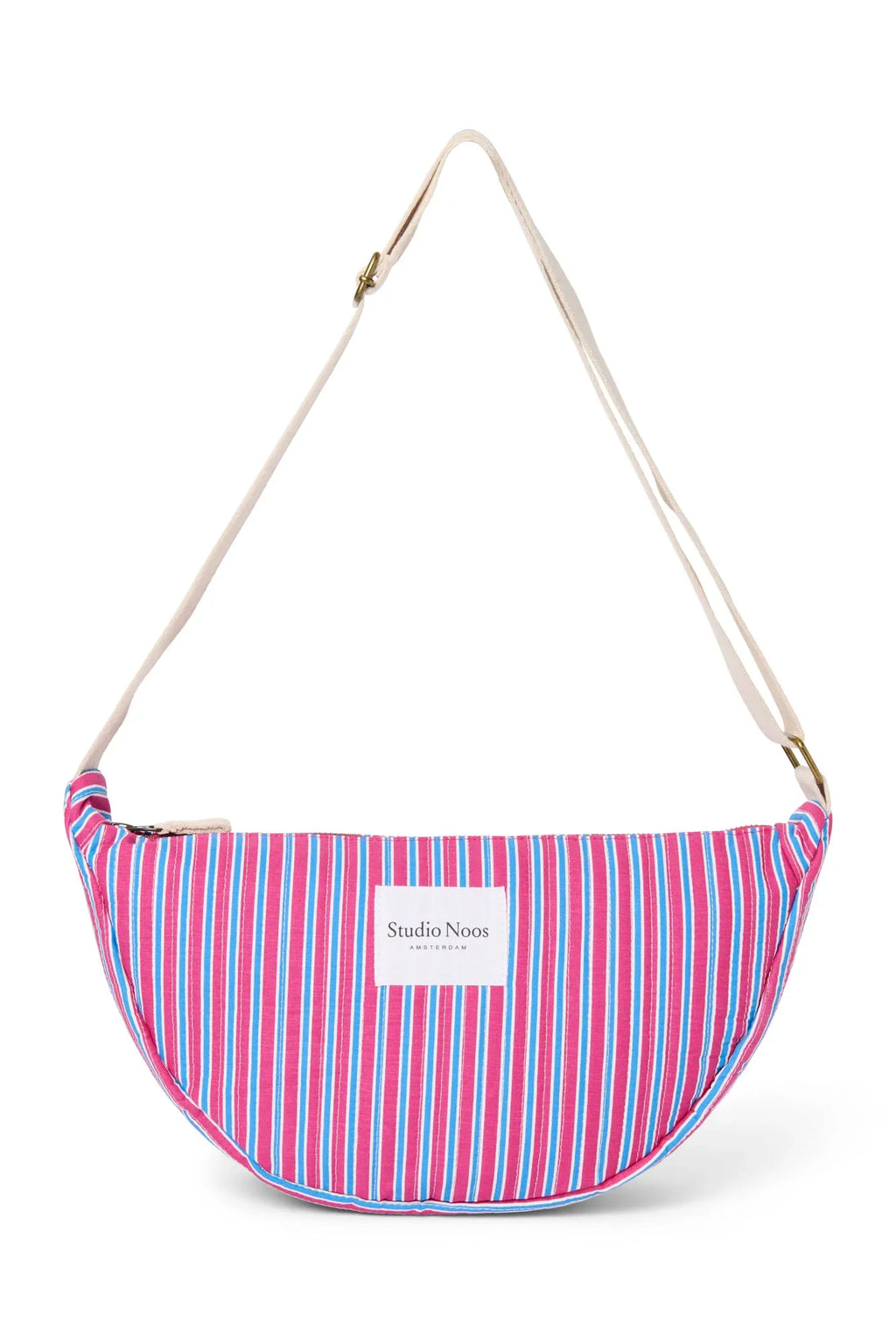Gestreifte Popeline-Bauchtasche für Erwachsene | Himbeer