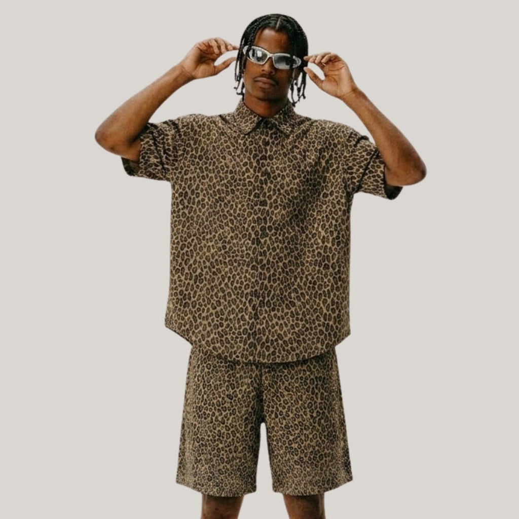 VYBES Leopard Short Sleeve Shirt