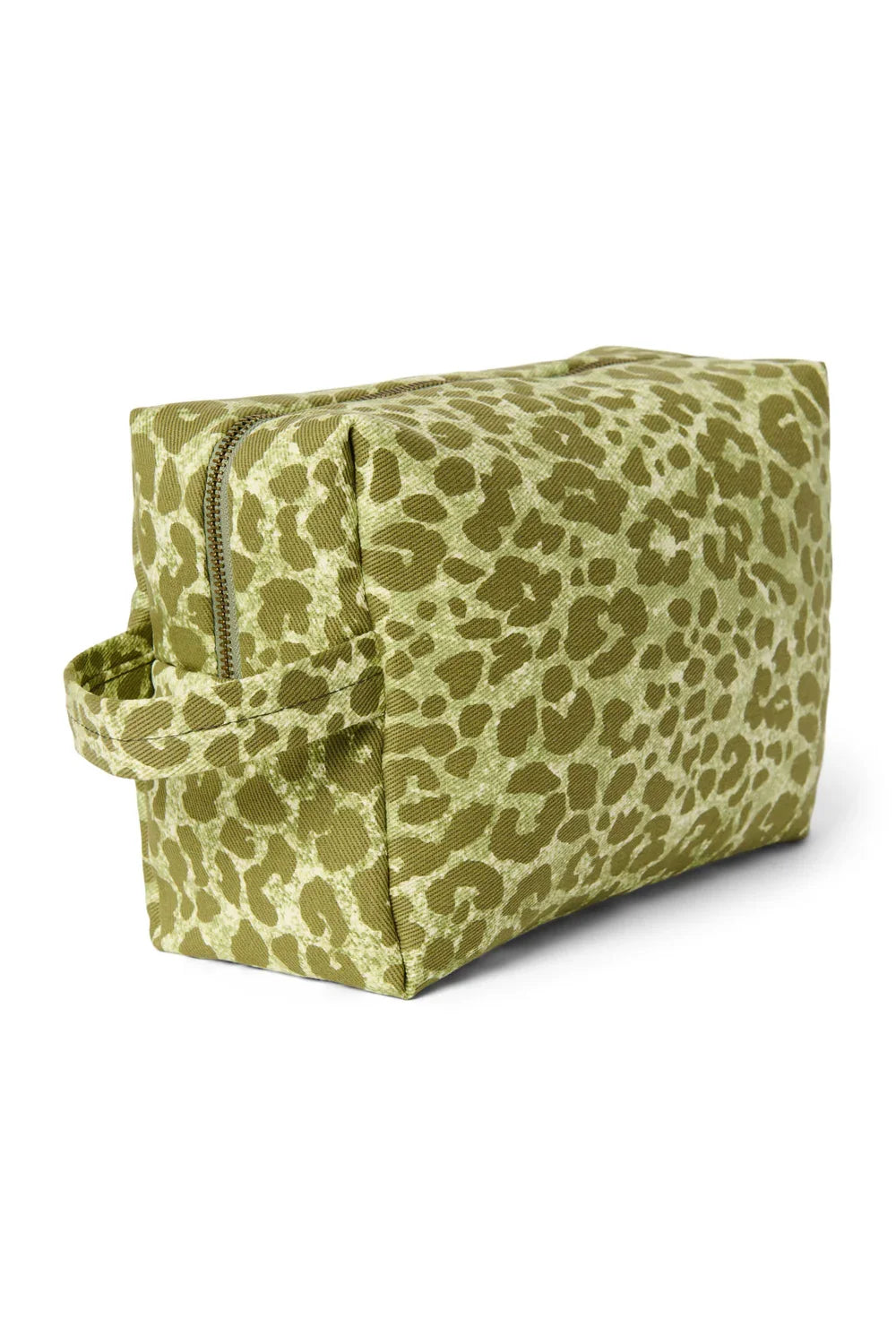 Groene katoenen toilettas met luipaardprint