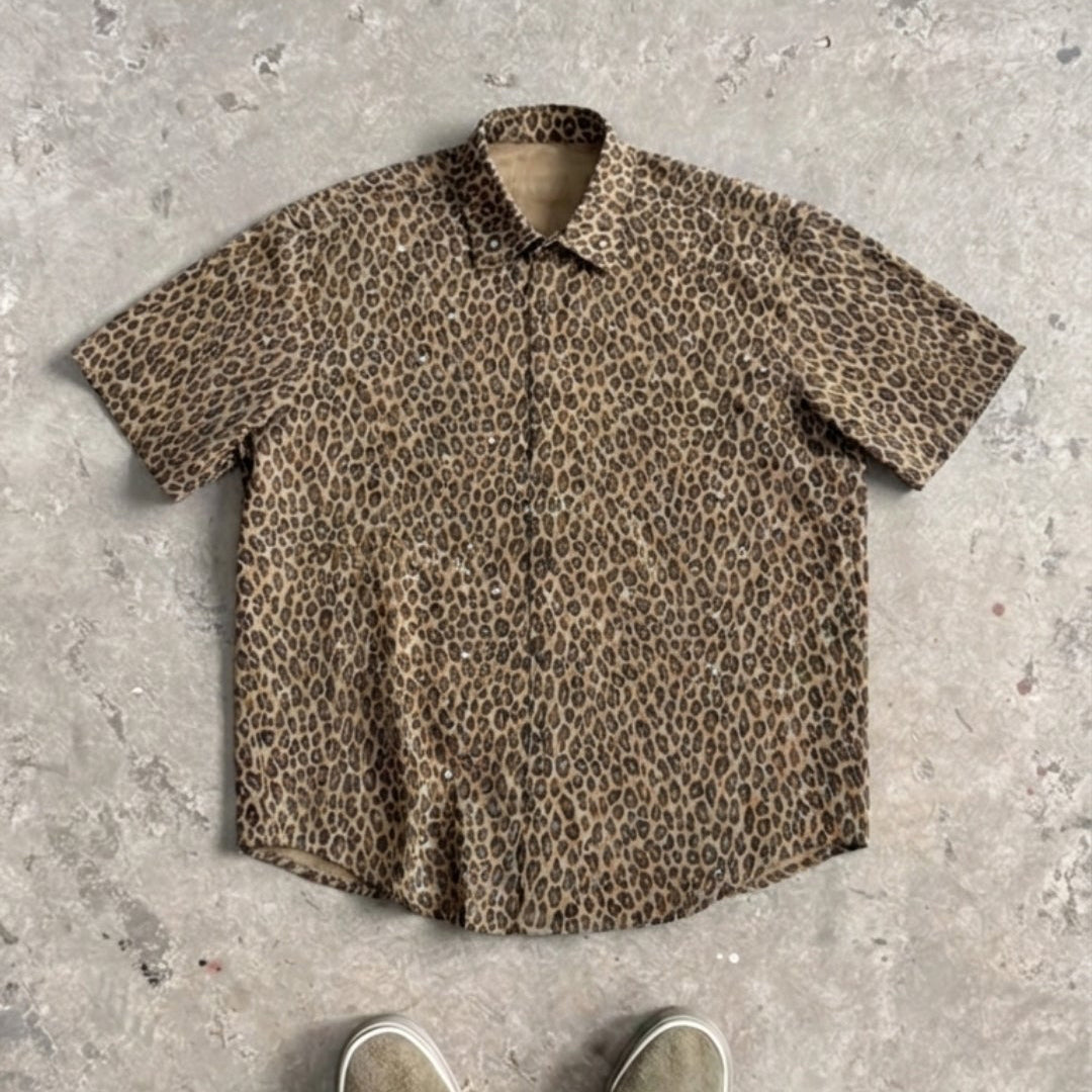 VYBES Leopard Short Sleeve Shirt
