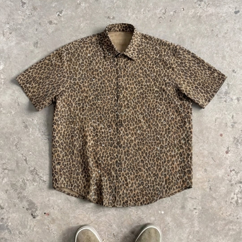 VYBES Leopard Short Sleeve Shirt