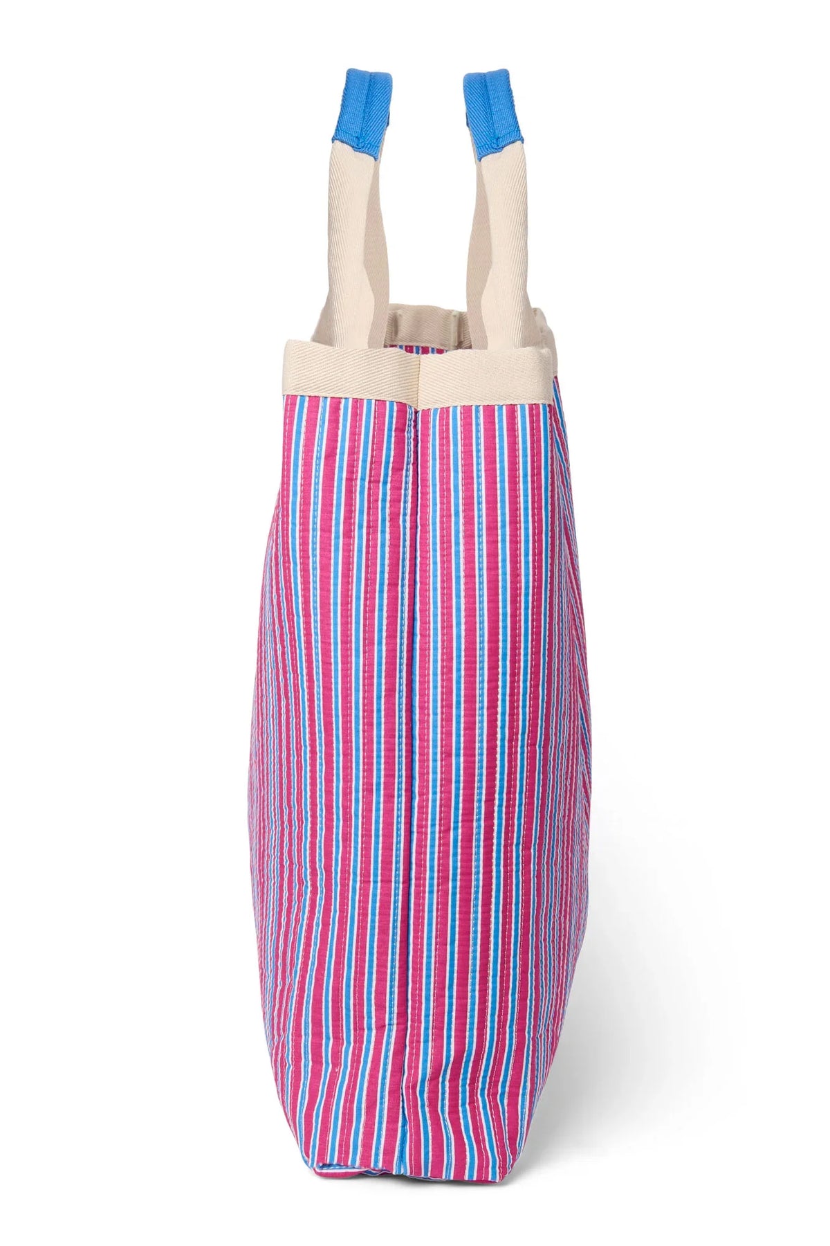 Poplin gestreepte strandtas | Botergeel